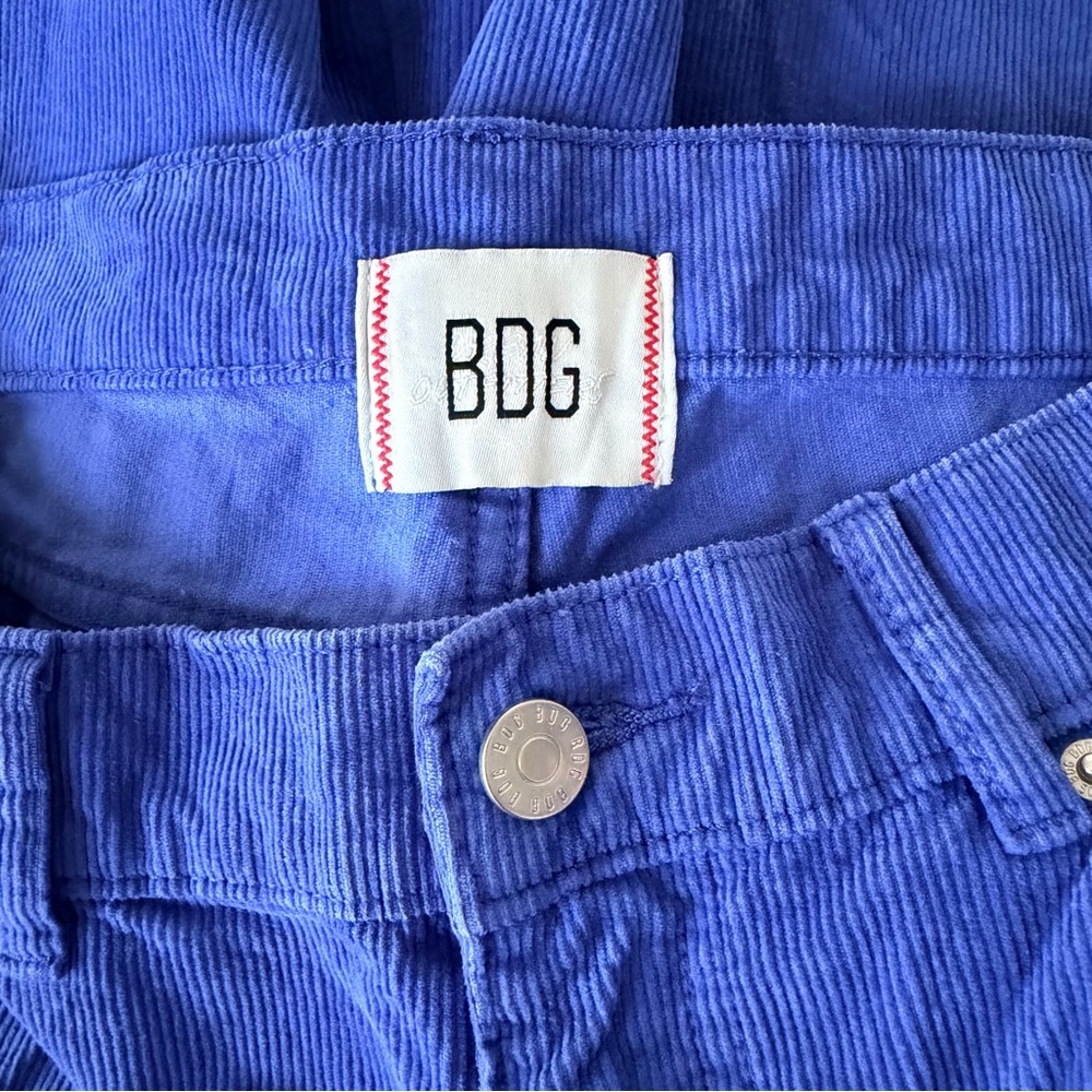BDG Pegged Cowboy Blue Corduroy High-Waisted Relaxed Fit Straight Leg Pants - Picture 6 of 12